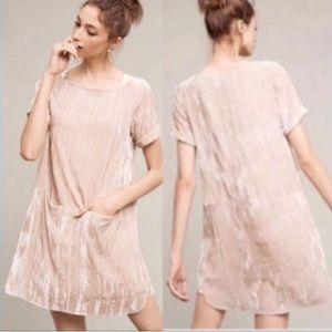 Anthropologie ivory velvet dress S